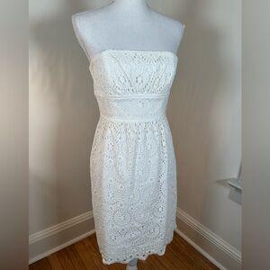 Shoshanna Ivory Eyelet Strapless Dress Size 6
